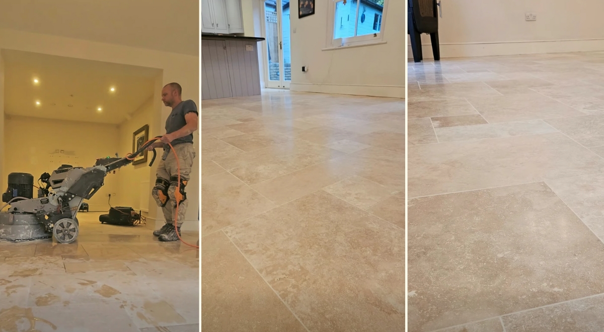 Professional Travertine Floor Restoration Project in Bourne End