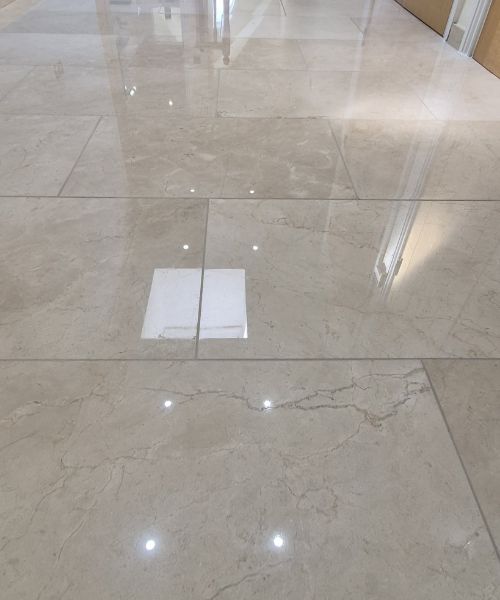 Diamond polished marble floor restored by StoneCura in Sunningdale