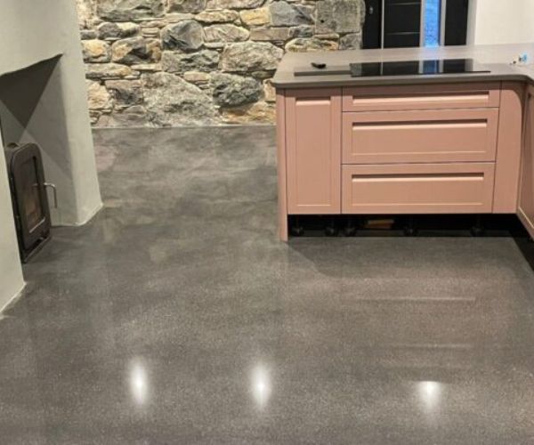 Polished Concrete Overlay in Home by StoneCura