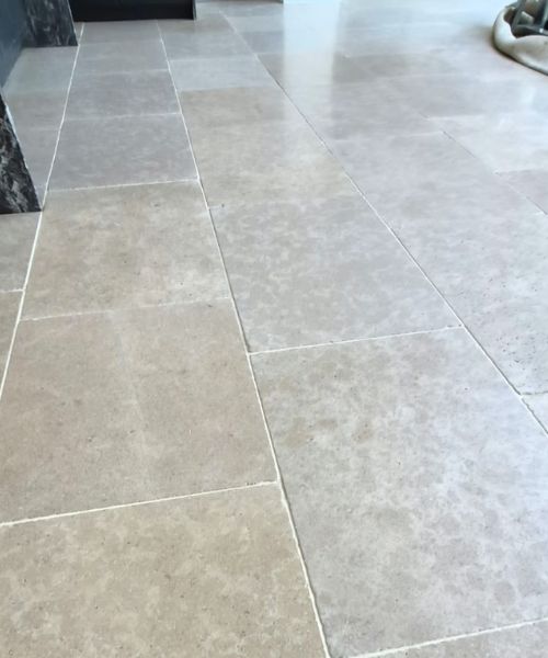 Diamond refinished limestone floor restored in Marlow