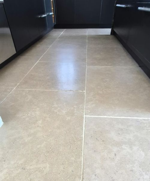 Limestone floor stripped and refinished in Marlow