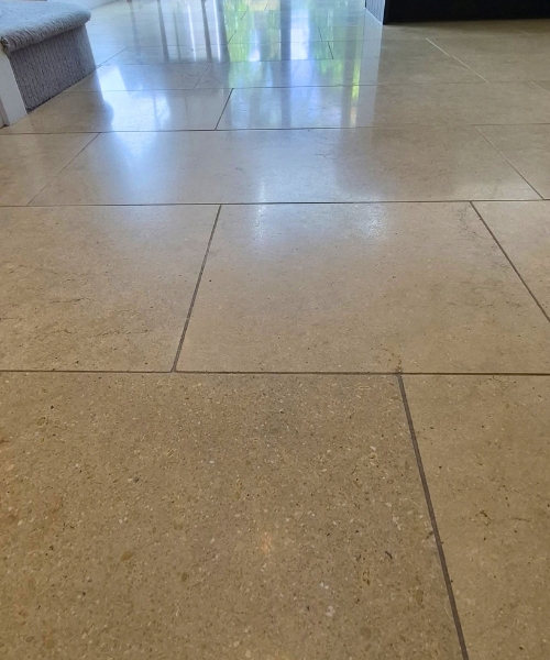 Limestone floor restored in Wooburn Green, Buckinghamshire by StoneCura